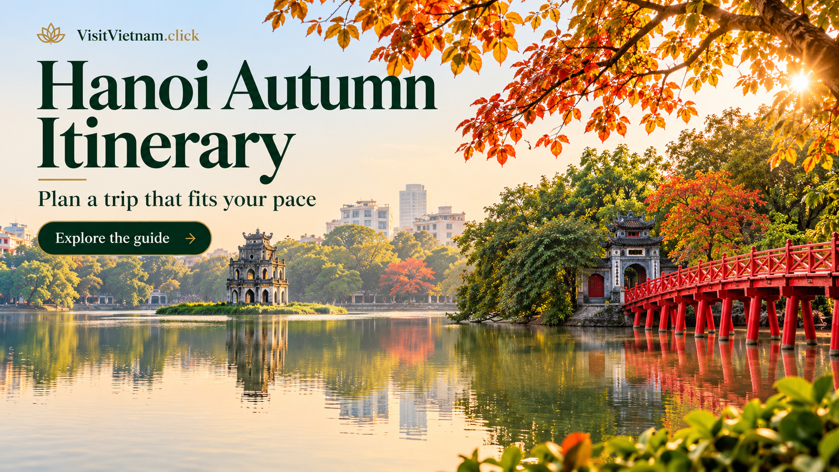 Illustrative travel graphic for Hanoi Autumn Itinerary: Lakes, Lanes and Local Food